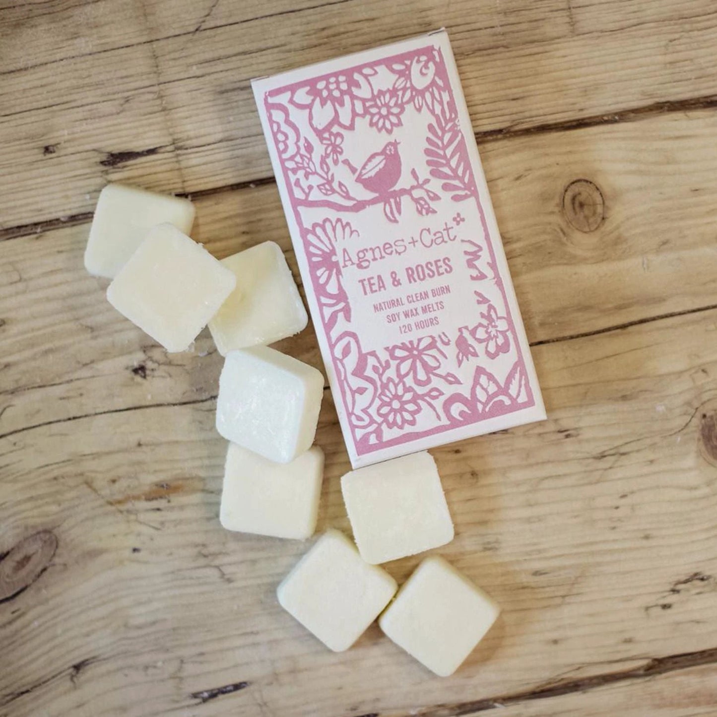 Agnes + Cat Box of 8 Wax Melts - Tea + Roses by AW Dropship UK