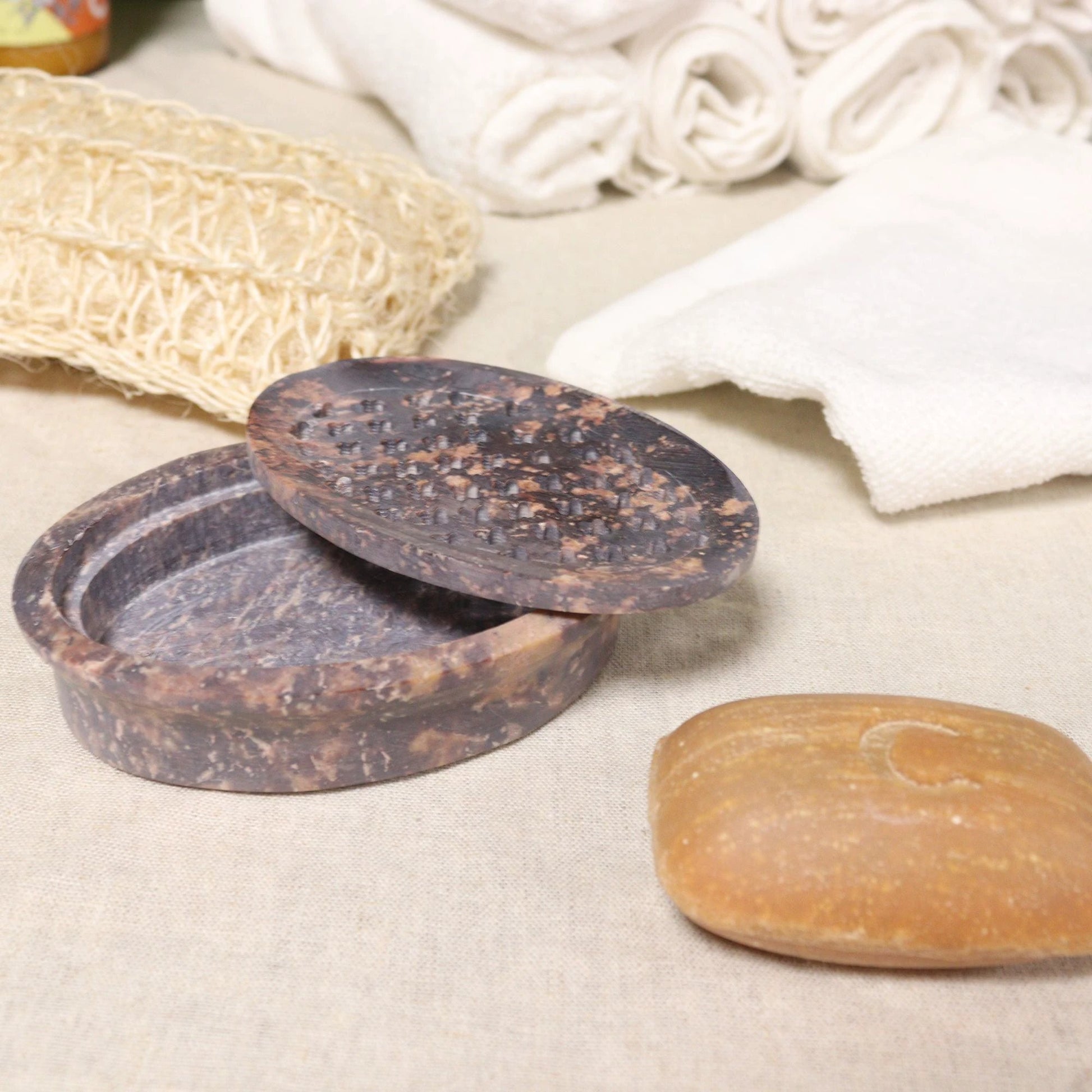 Soapstone Soap Dish & Drainer 11x8cm- Classic Oval by AW Dropship UK