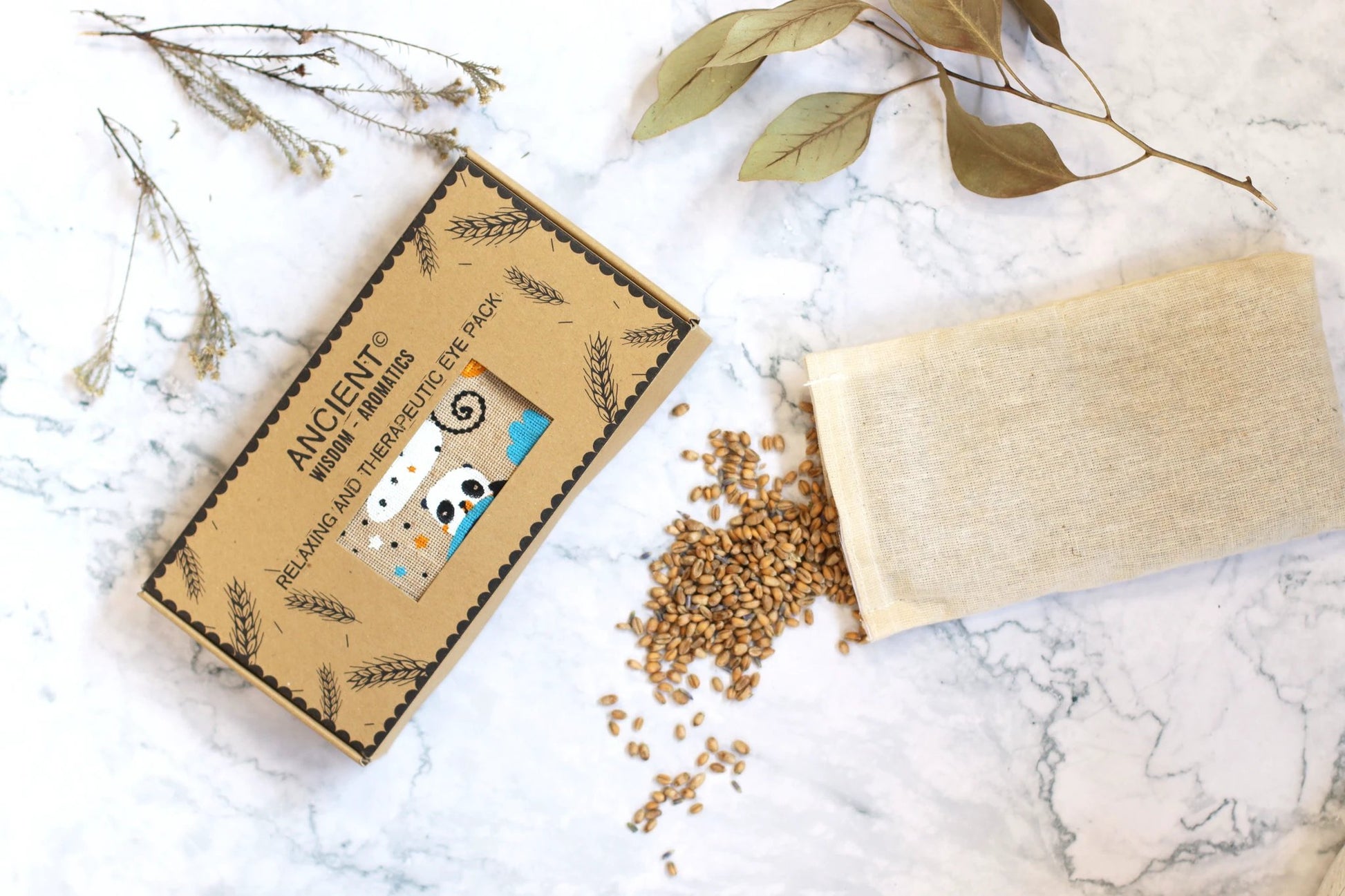 Lavender Natural Cotton and Juco Eye Pillow in Gift Box - Sleepy Panda by AW Dropship UK