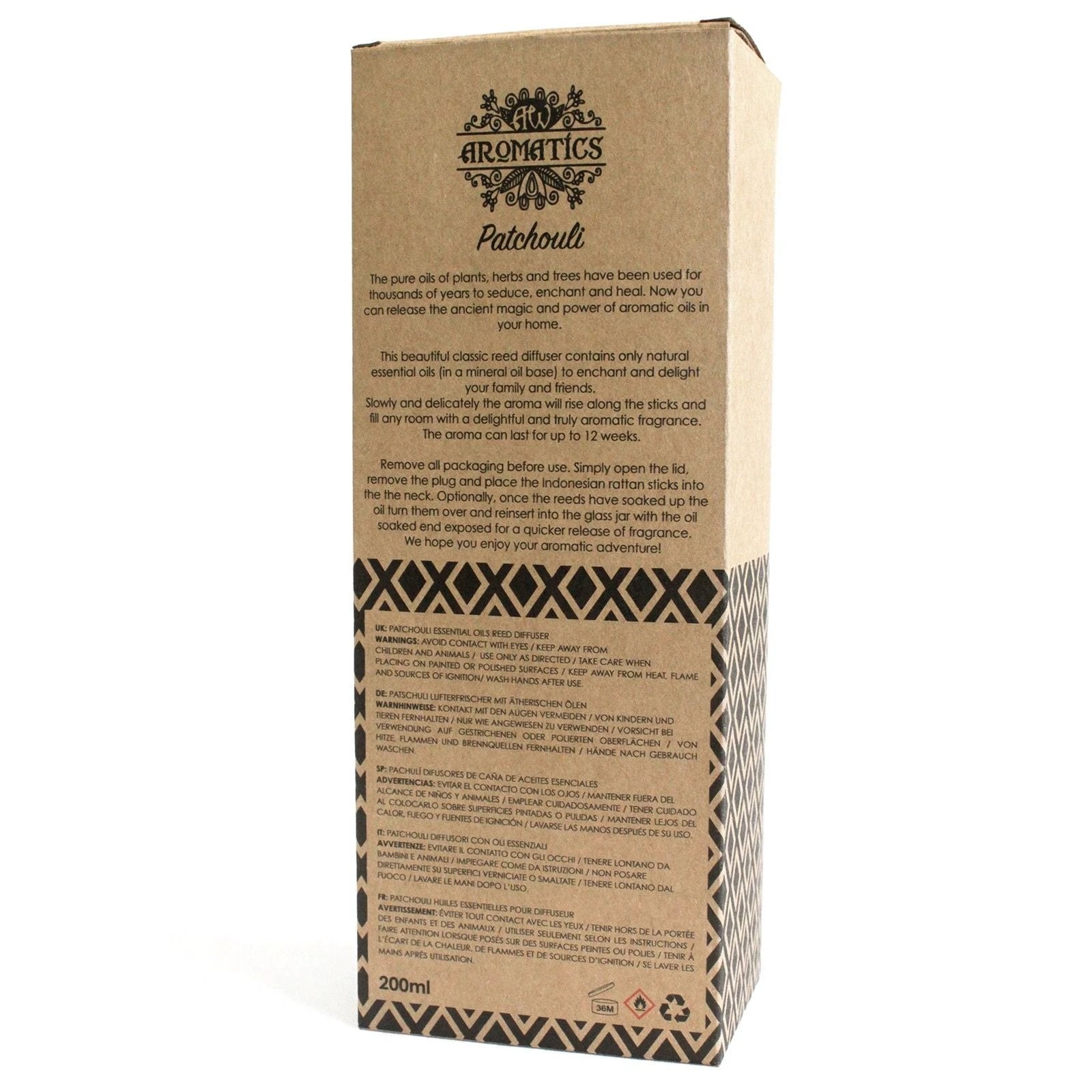 200ml Patchouli Essential Oil Reed Diffuser by AW Dropship UK