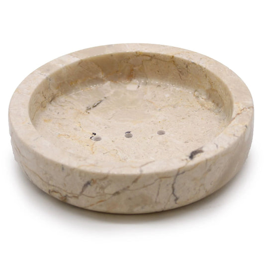 Round Honey Marble Flat Soap Dish by AW Dropship UK