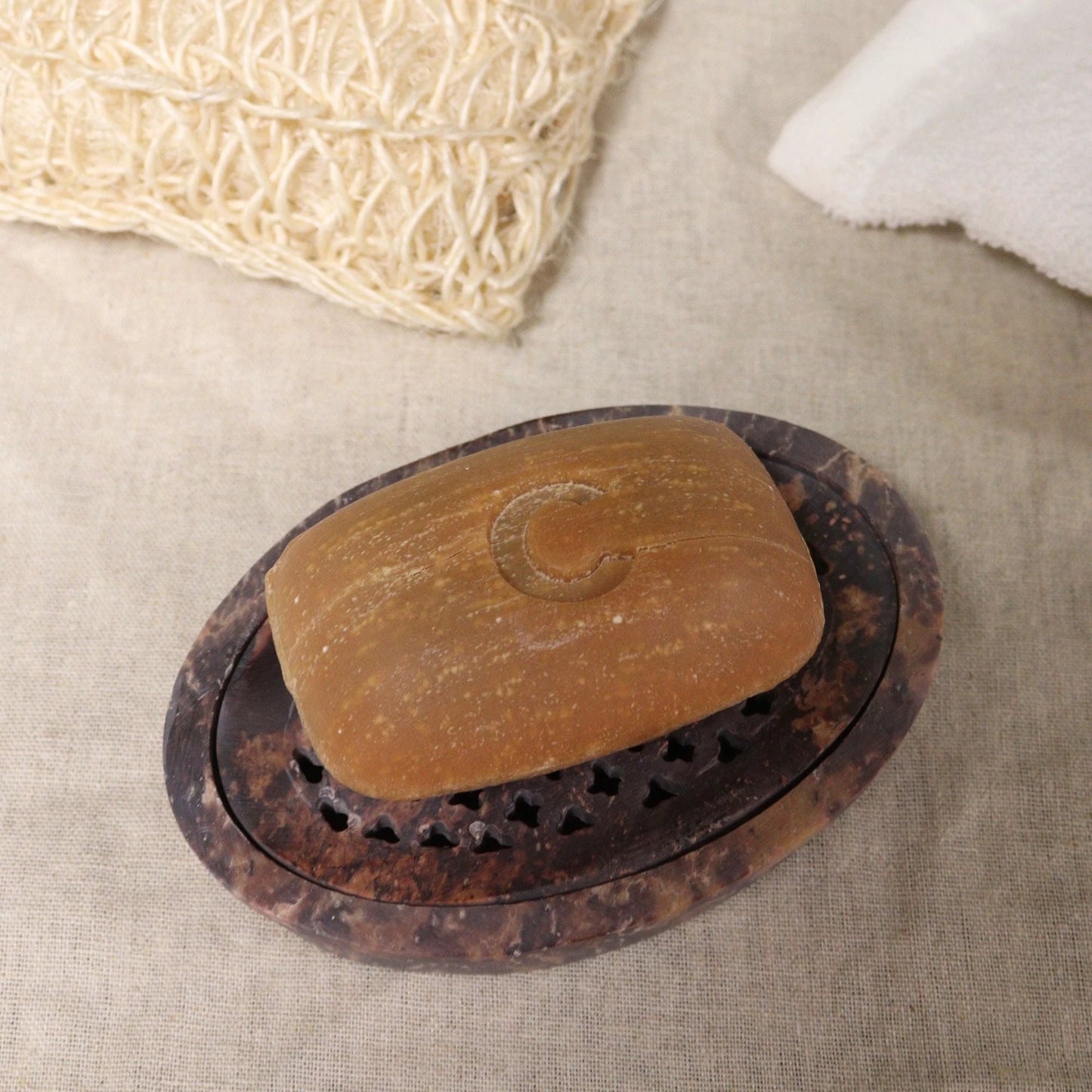 Soapstone Soap Dish & Drainer 11x8cm- Classic Oval by AW Dropship UK