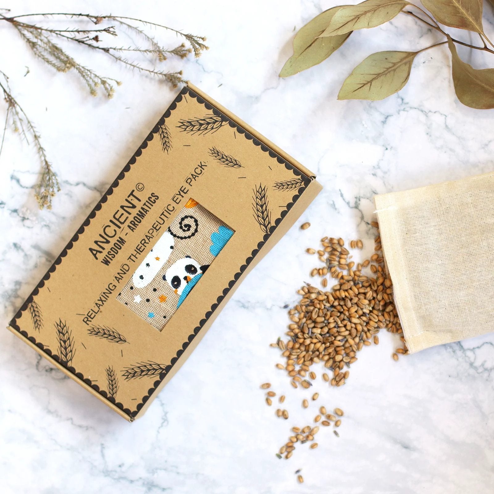 Lavender Natural Cotton and Juco Eye Pillow in Gift Box - Sleepy Panda by AW Dropship UK