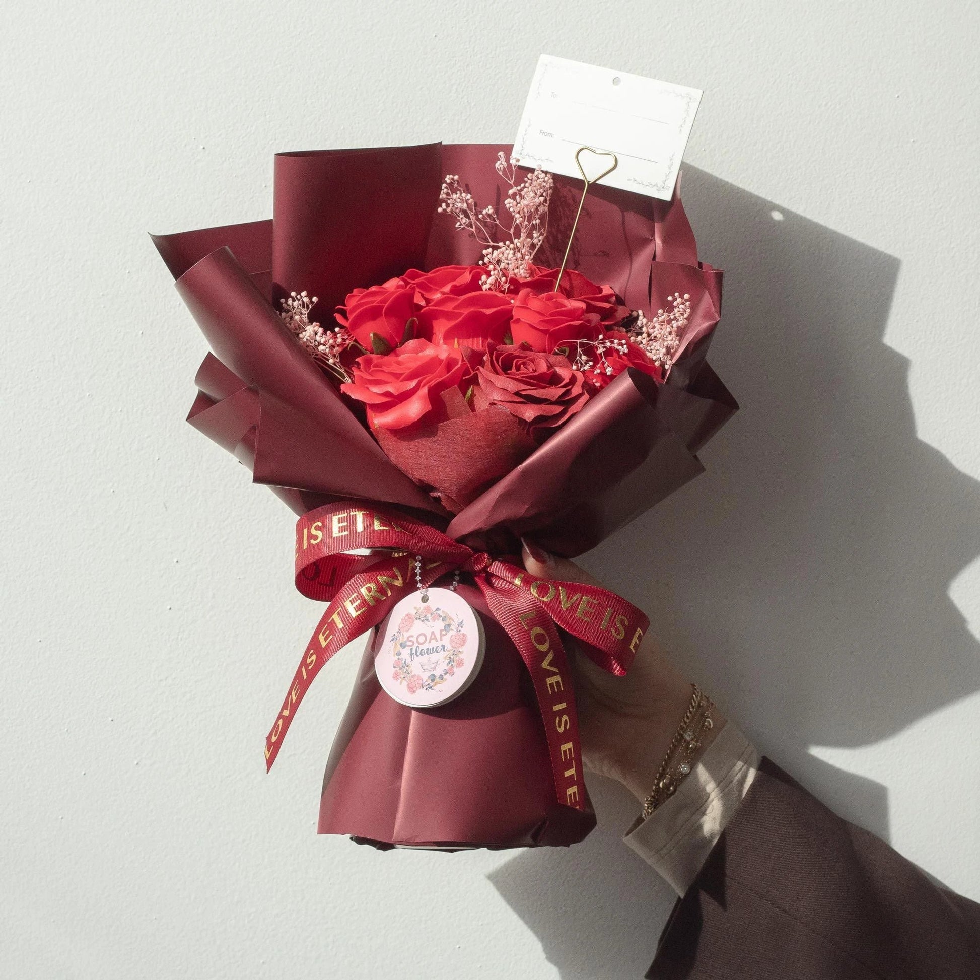 Large Red Roses Bouquet - Love is Eternal - Gift Card by AW Dropship UK