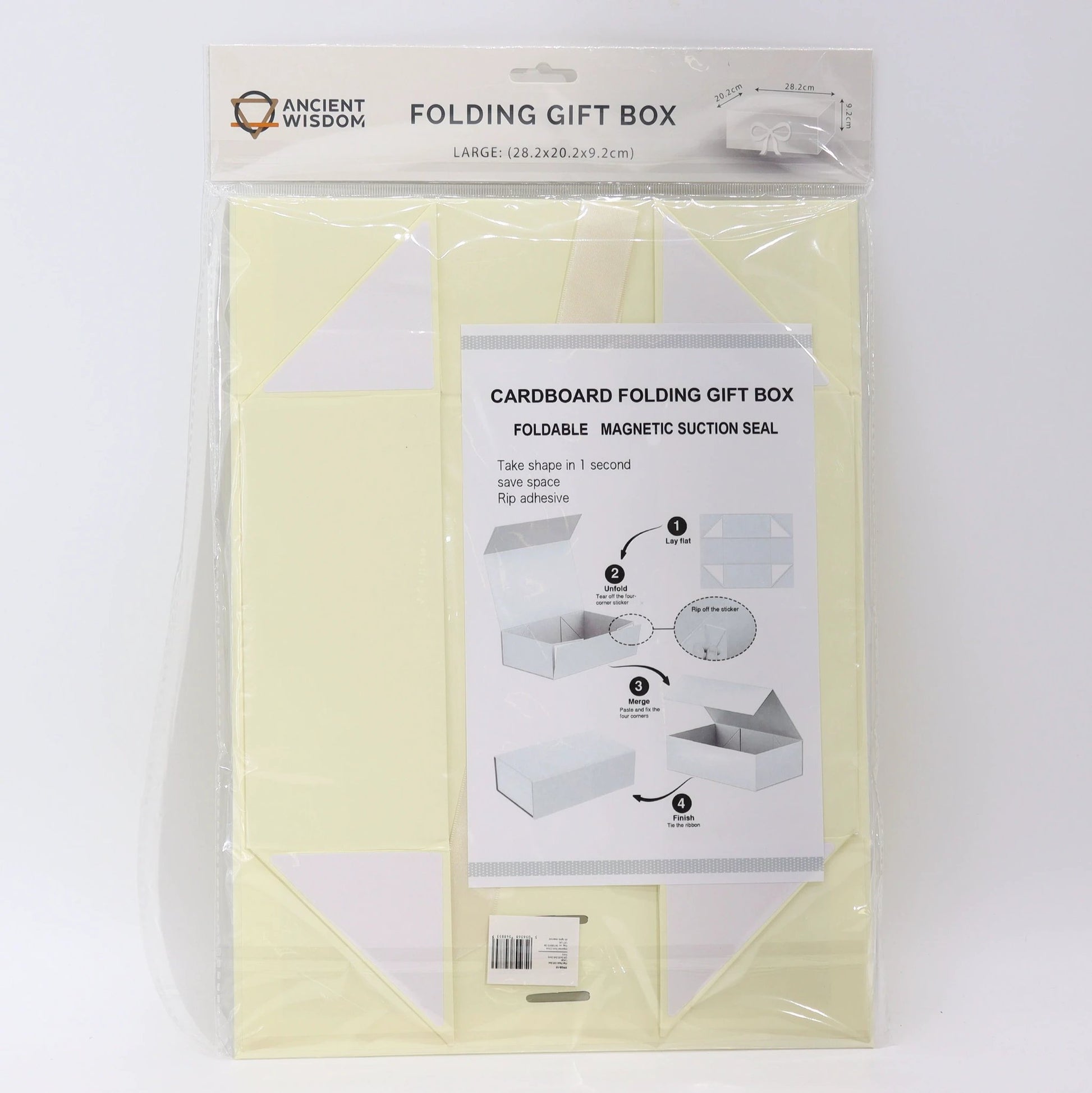 Flat Pack Gift Box - Large (28.2x20.2x9.2cm) - Ivory by AW Dropship UK