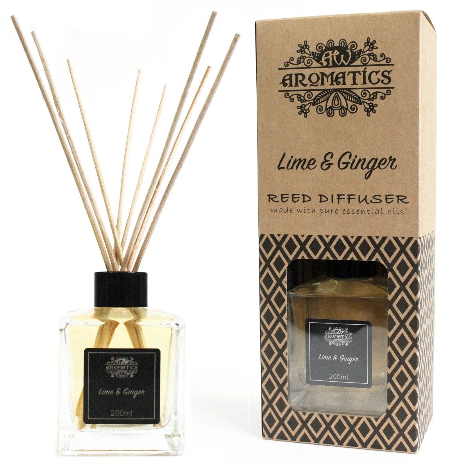 200ml Lime & Ginger Essential Oil Reed Diffuser by AW Dropship UK