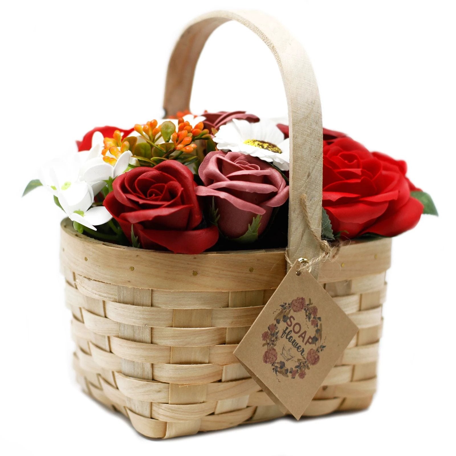 Large Red Bouquet in Wicker Basket by AW Dropship UK