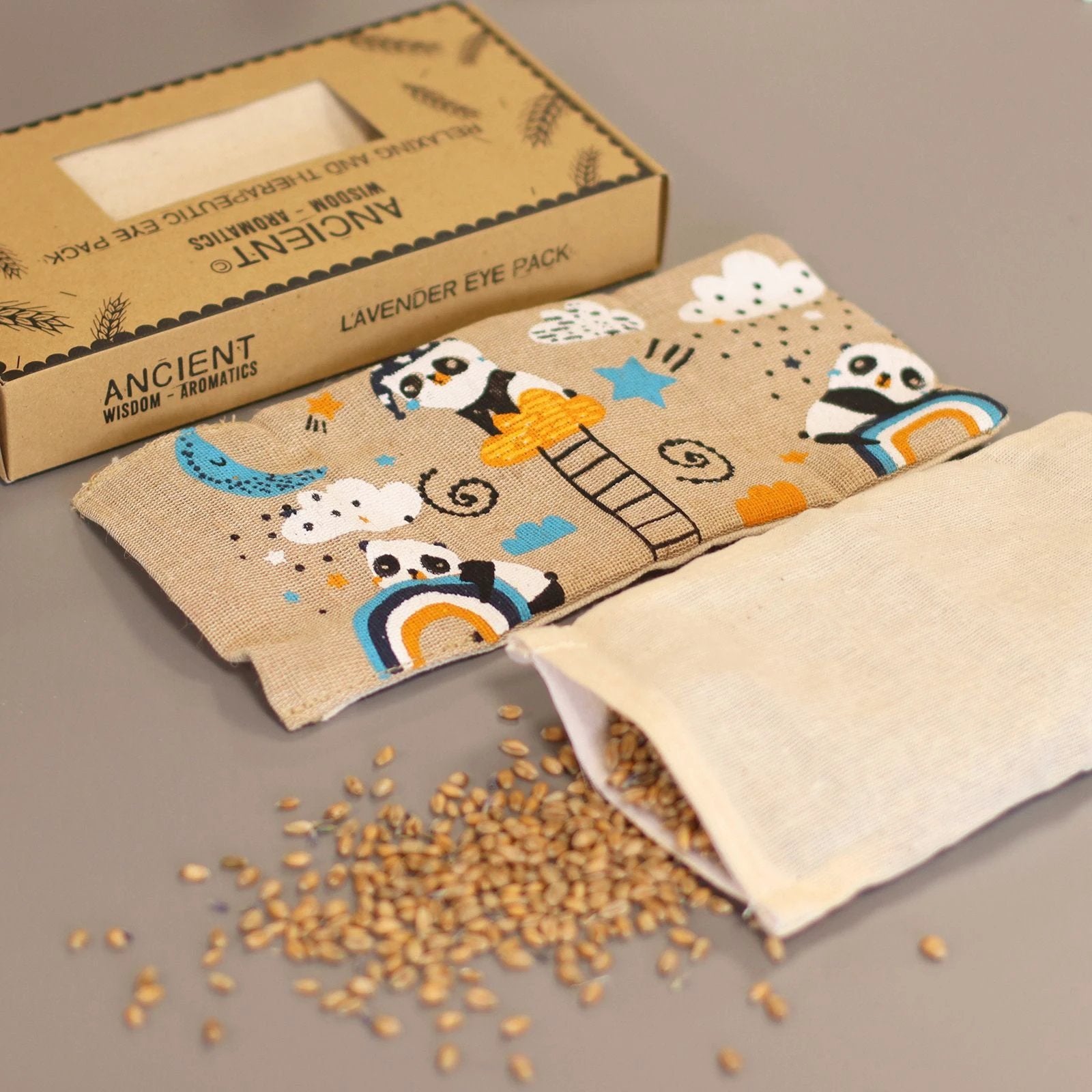 Lavender Natural Cotton and Juco Eye Pillow in Gift Box - Sleepy Panda by AW Dropship UK