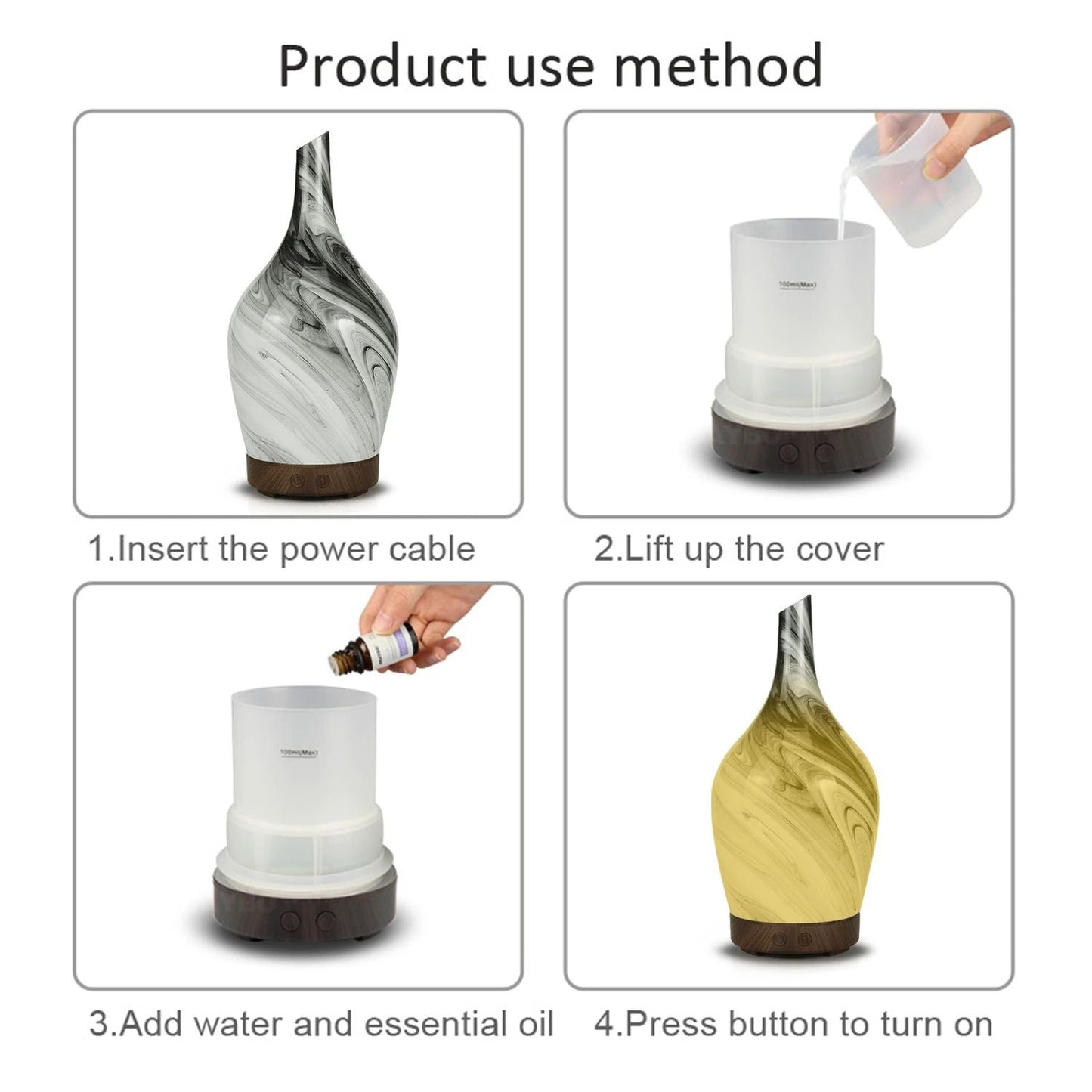 Aroma Atomiser - Glass Abstract Grey USB by AW Dropship UK
