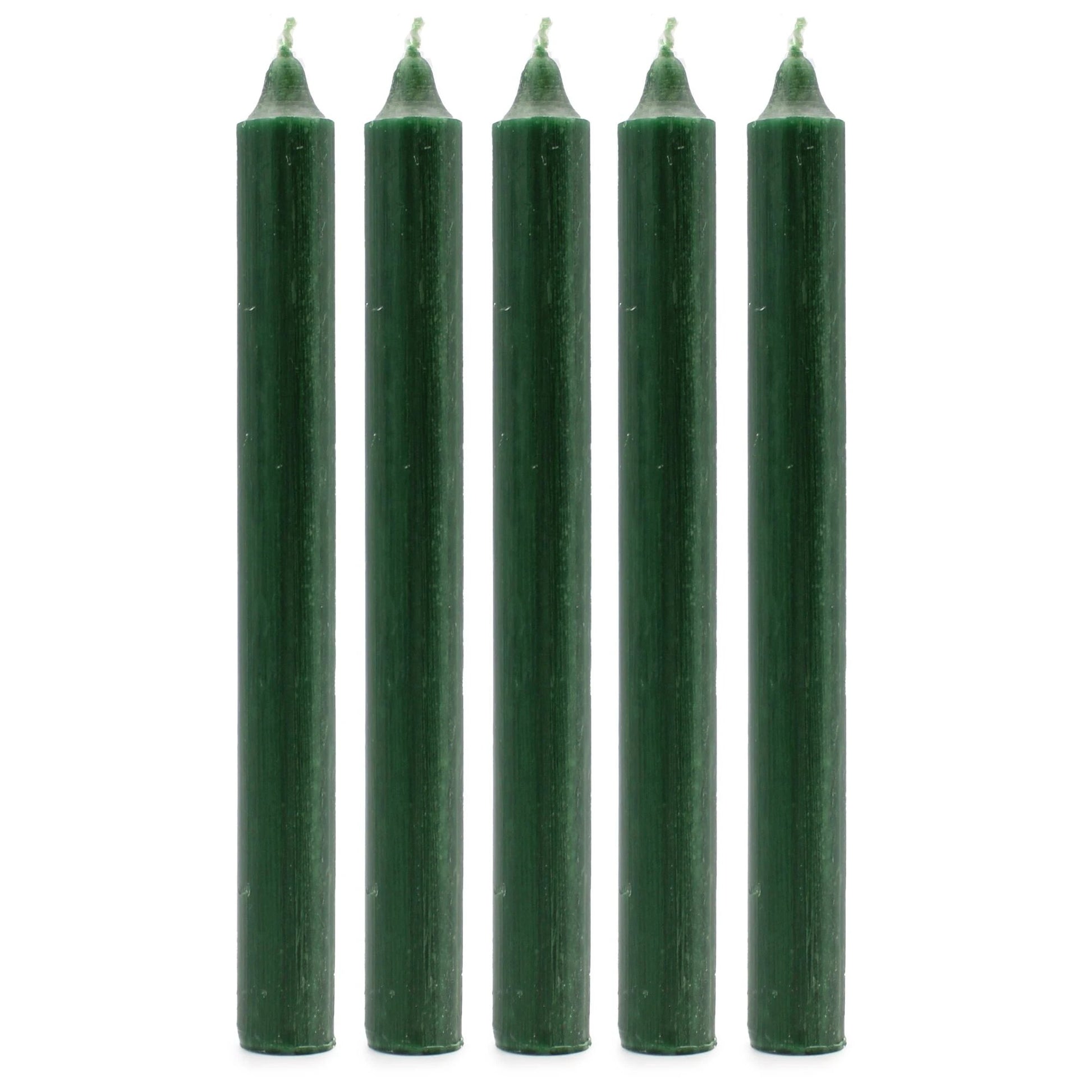 Solid Colour Dinner Candles - Rustic Holly Green - Pack of 5 by AW Dropship UK