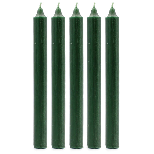 Solid Colour Dinner Candle Set - Pack of 21 - Rustic Holly Green by AW Dropship UK