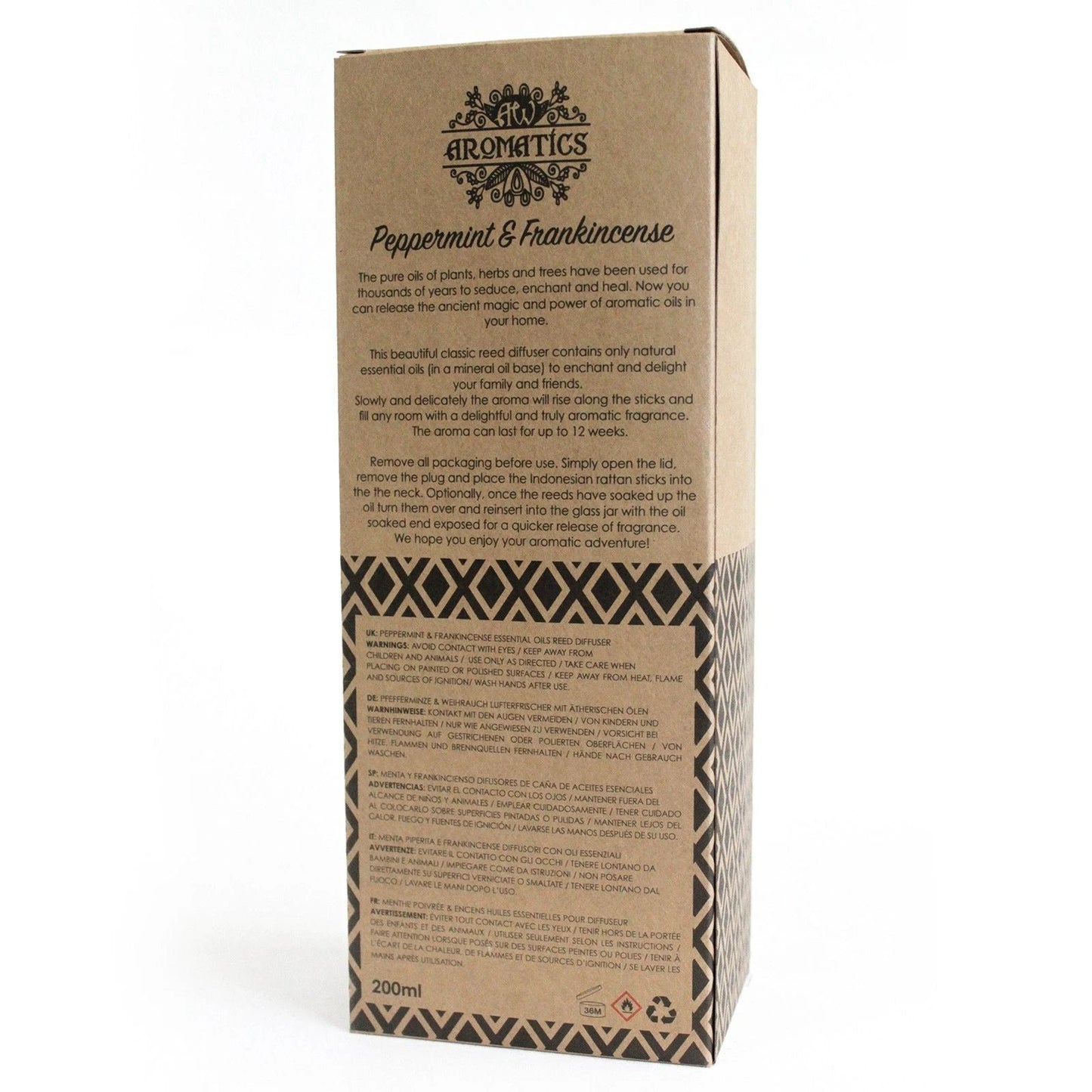 200ml Peppermint & Frankincense Essential Oil Reed Diffuser by AW Dropship UK