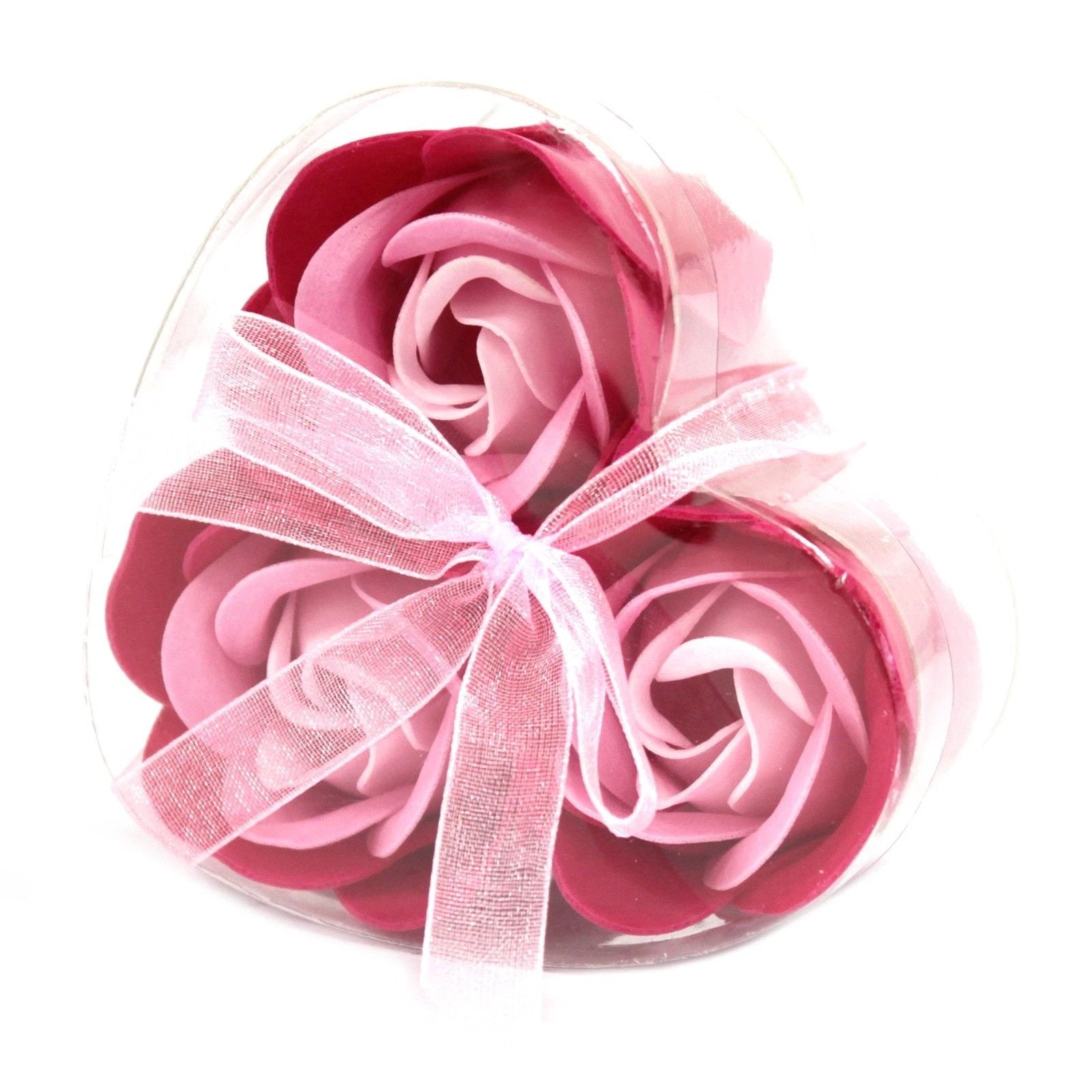 Set of 3 Soap Flower Heart Box - Pink Roses by AW Dropship UK