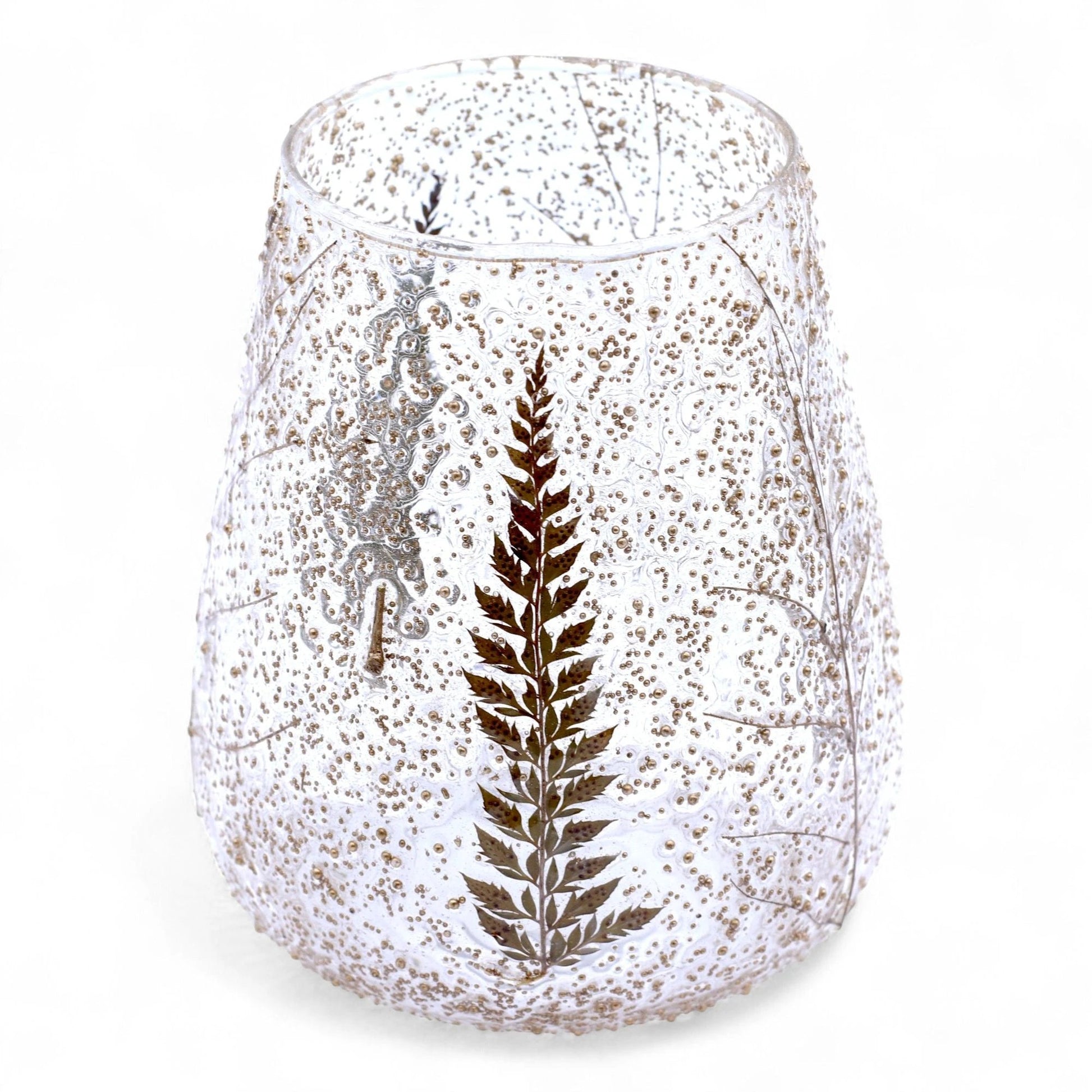 Natural Floral Glass - Large Bowl Candle Holder - Pino - (15x12cm) by AW Dropship UK