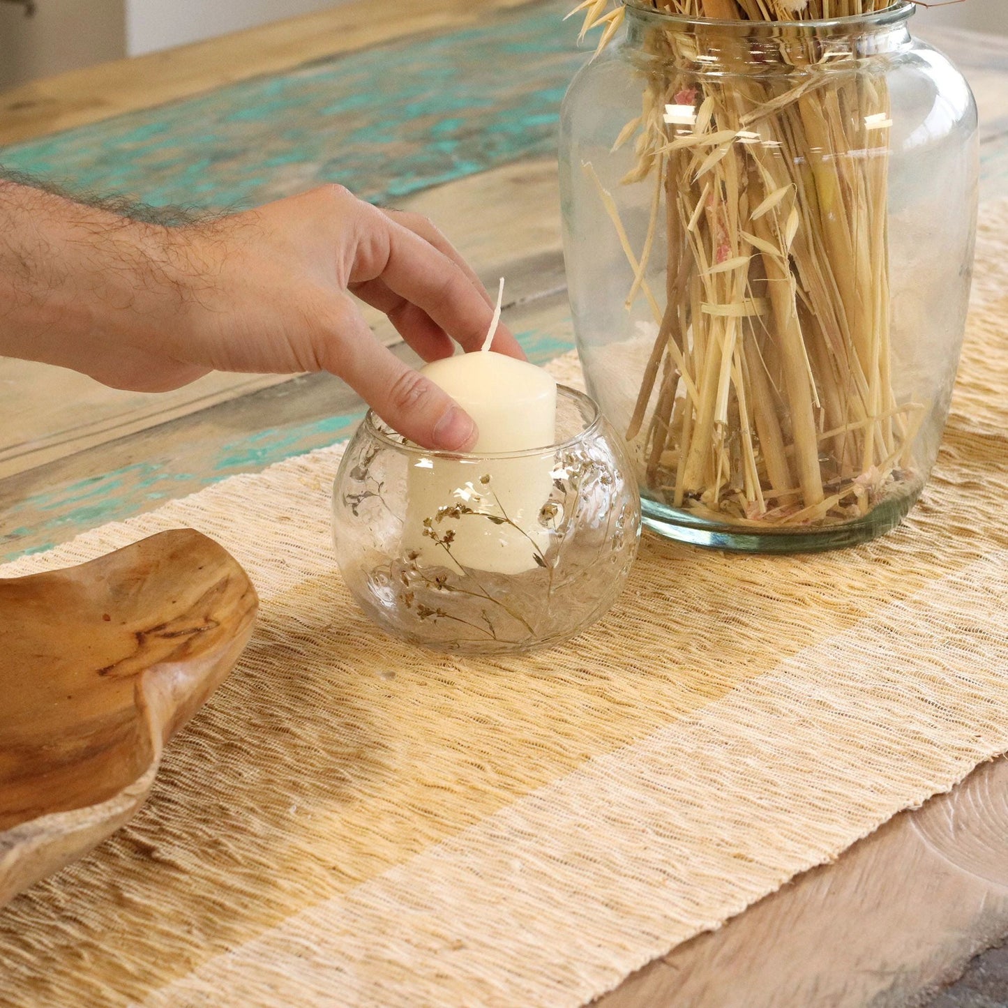 Natural Floral Glass - Bowl Candle Holder - Margarita - (8x10cm) by AW Dropship UK