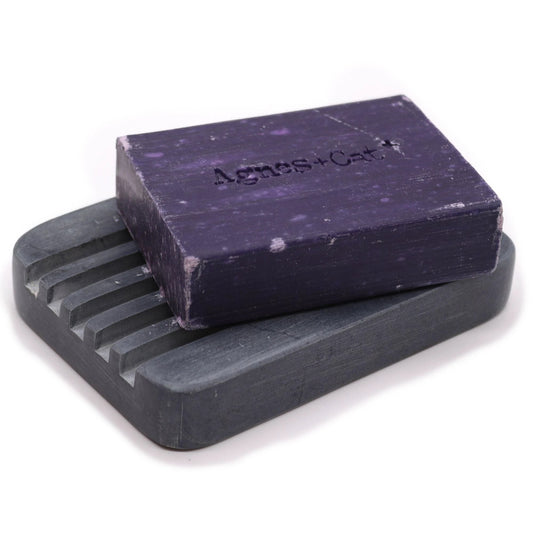 Grey Soapstone Soap Dish 12x8.5cm - Heavey Ridges by AW Dropship UK