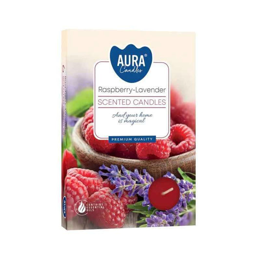 Raspberry & White Lavender Scented Tealight Set of 6