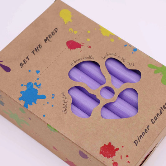 Solid Colour Dinner Candle Set - Pack of 21 - Rustic Lilac by AW Dropship UK