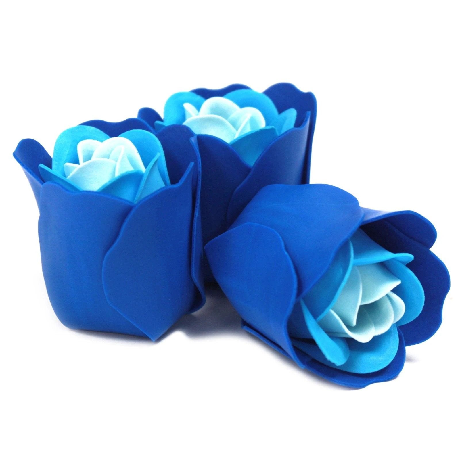 Set of 3 Soap Flower Heart Box - Blue Wedding Roses by AW Dropship UK
