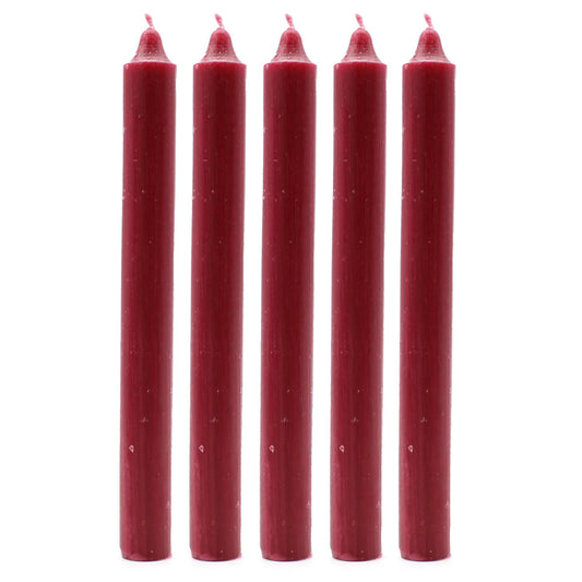 Solid Colour Dinner Candles - Rustic Burgandy - Pack of 5 by AW Dropship UK