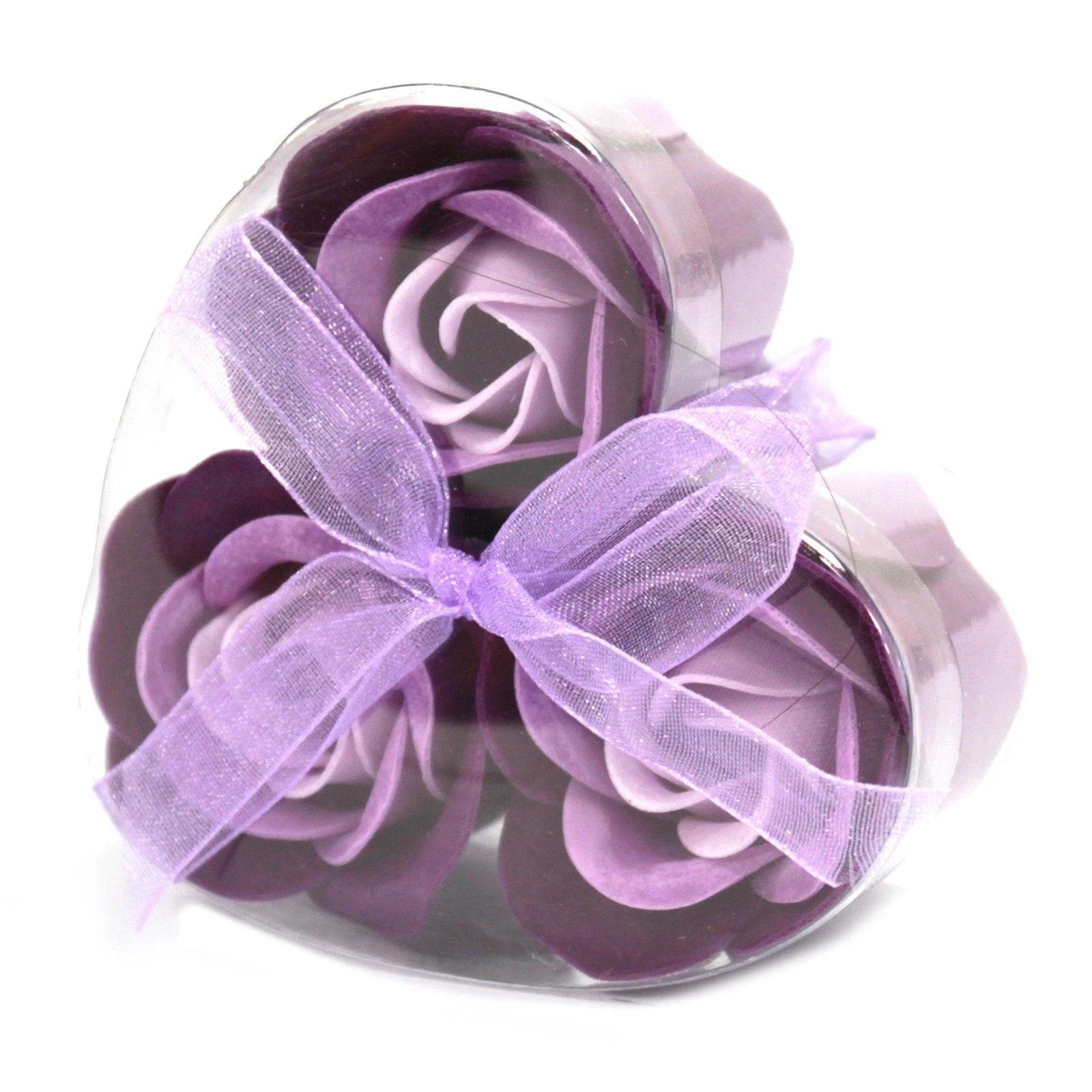 Set of 3 Soap Flower Heart Box - Lavender Roses by AW Dropship UK