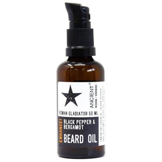 Roman Gladiator 50ml Beard Oil with Black Pepper and Bergamot Apricot and Argan Oils and Vitamin E by AW Dropship UK