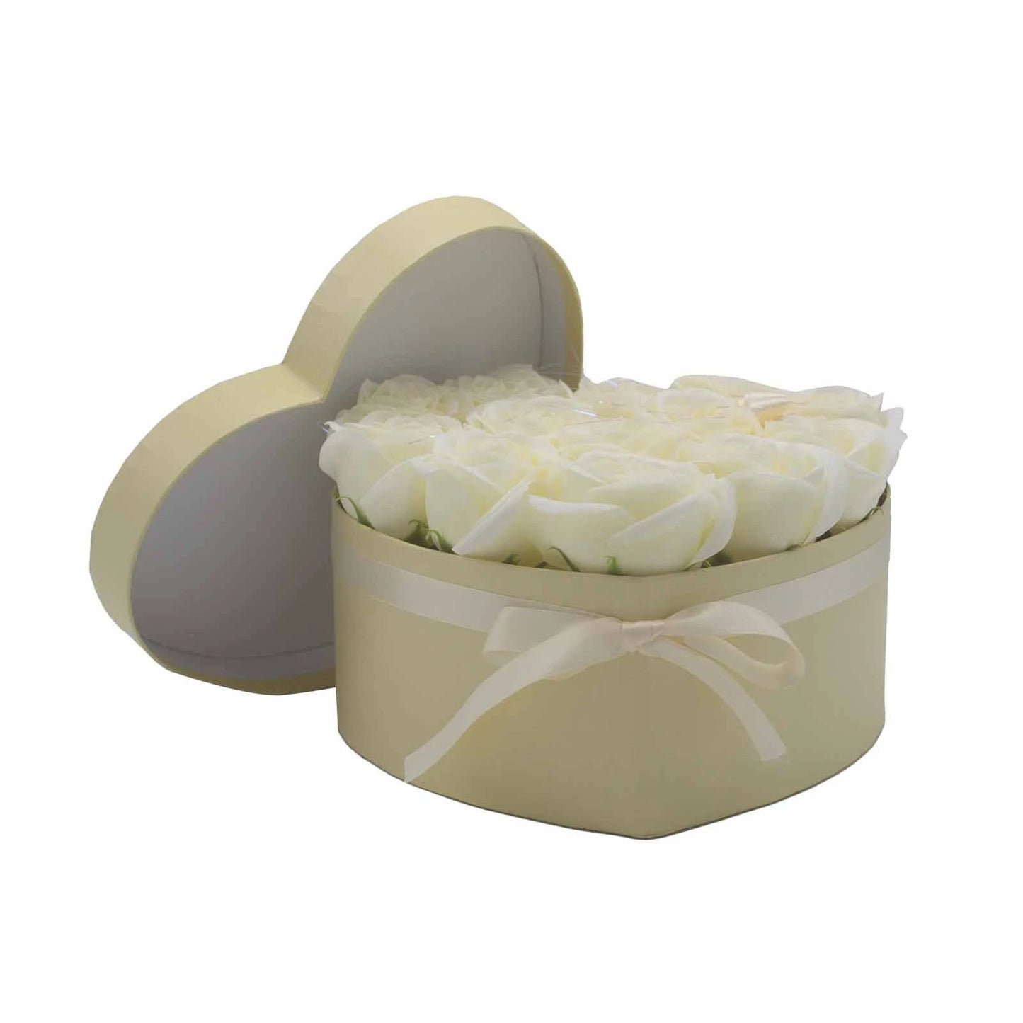 Soap Flower Gift Bouquet - 13 Cream Roses - Heart by AW Dropship UK