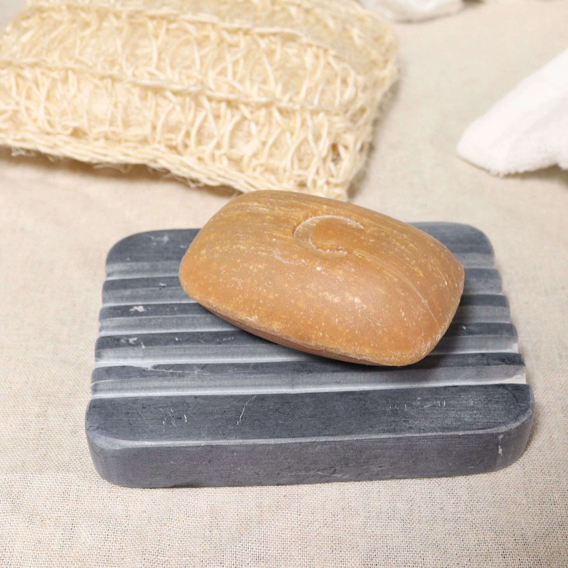Grey Soapstone Soap Dish 12x8.5cm - Heavey Ridges by AW Dropship UK