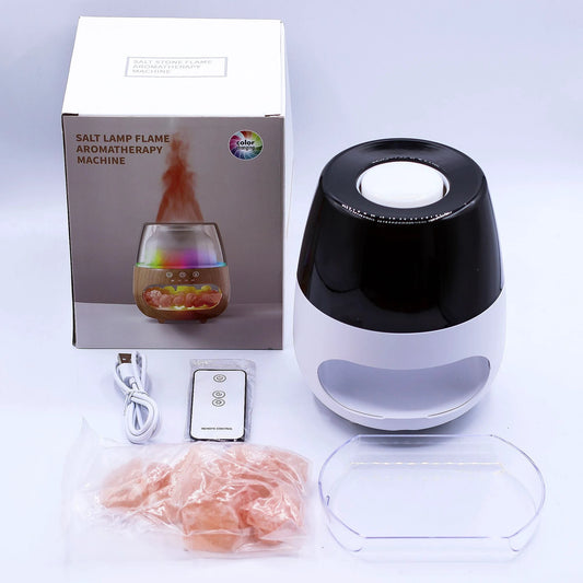 Salt Stone Flame Effect Aroma Diffuser - White USB - Colour Change and Timer by AW Dropship UK