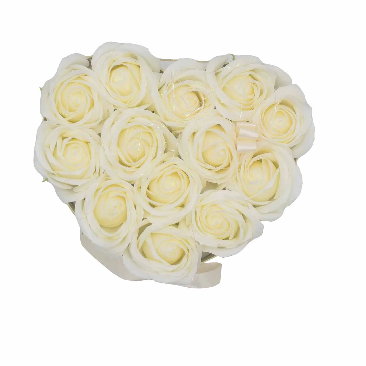 Soap Flower Gift Bouquet - 13 Cream Roses - Heart by AW Dropship UK