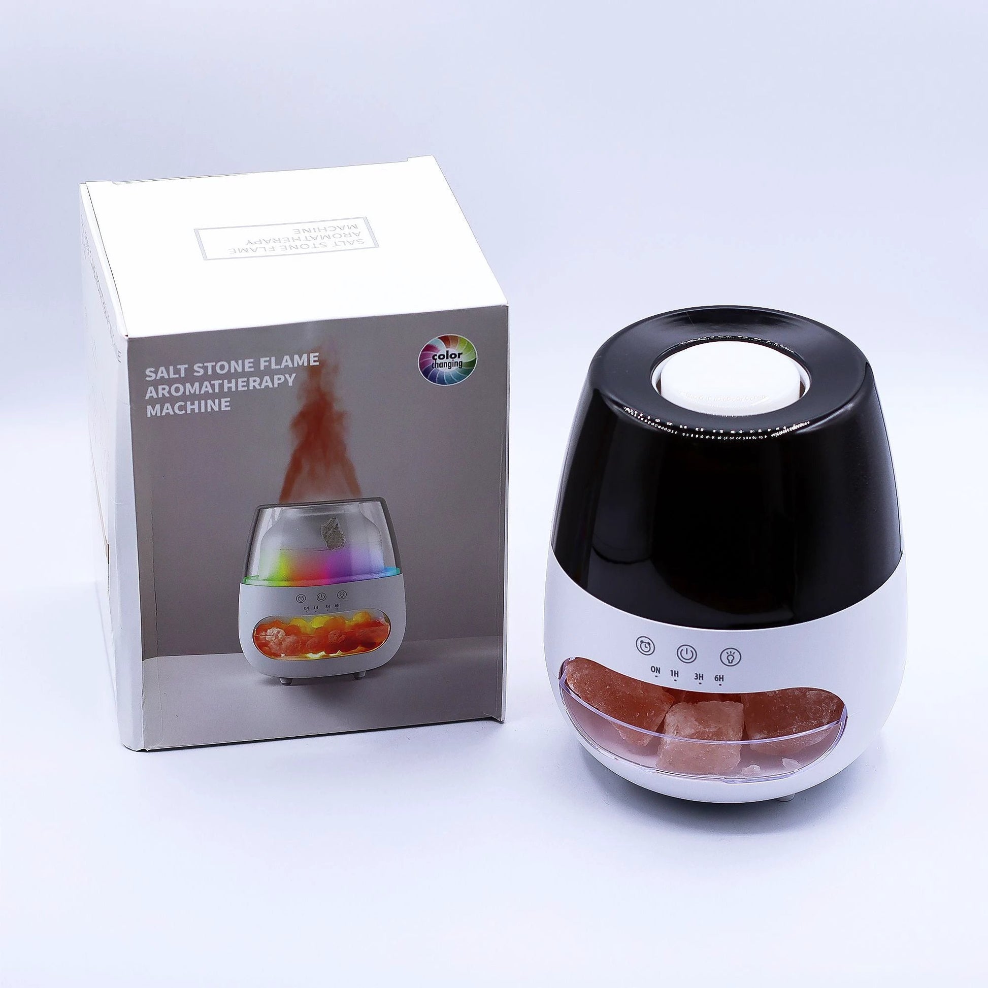 Salt Stone Flame Effect Aroma Diffuser - White USB - Colour Change and Timer by AW Dropship UK
