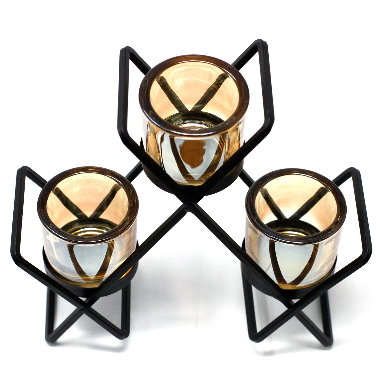 Centrepiece Iron Votive Candle Holder - 3 Cup Triangle by AW Dropship UK