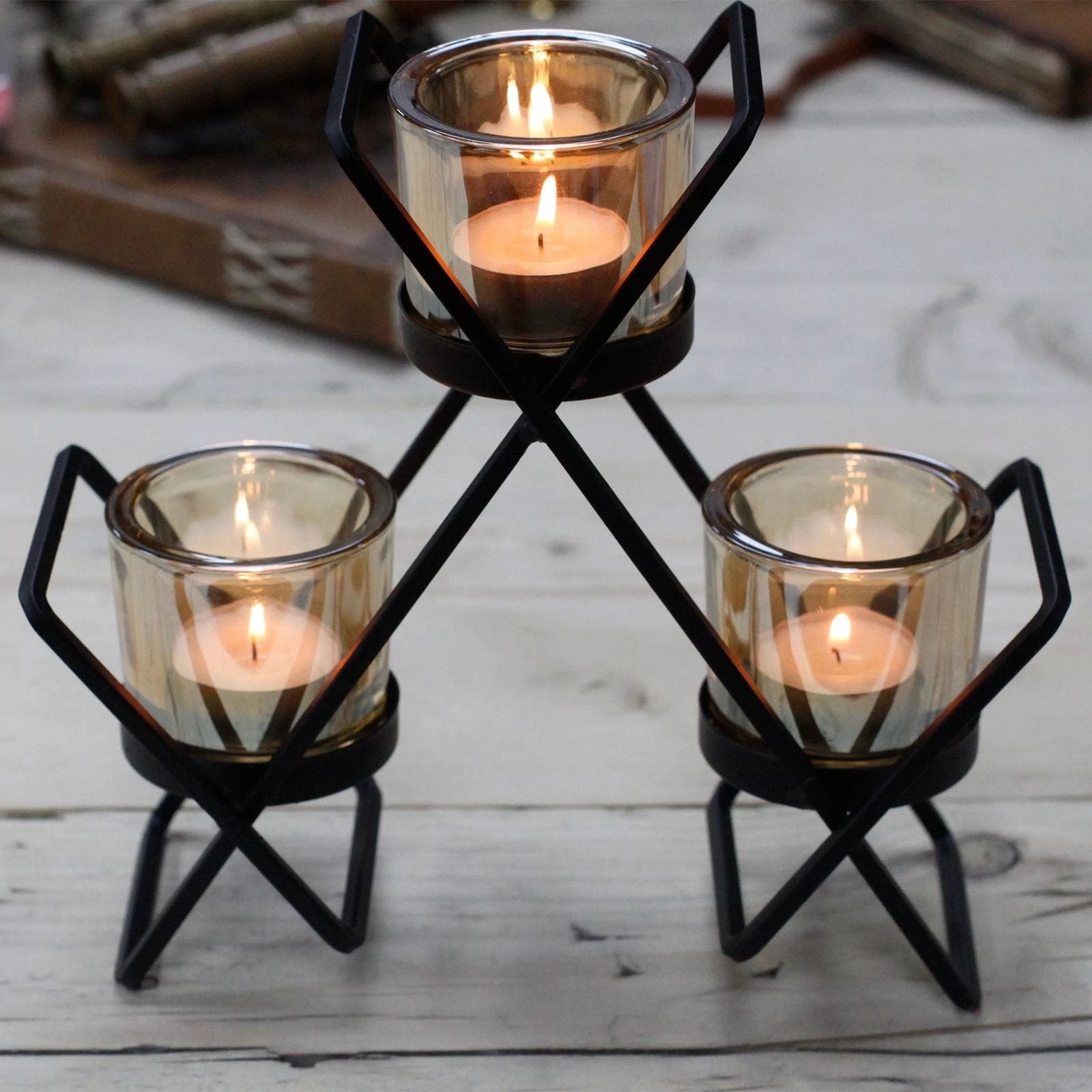Centrepiece Iron Votive Candle Holder - 3 Cup Triangle by AW Dropship UK