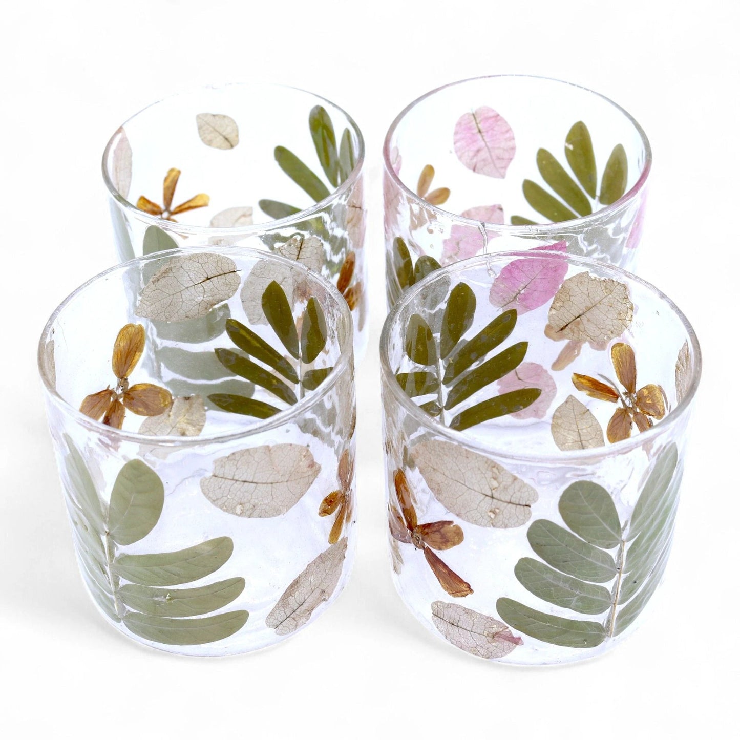 Natural Floral Glass - Straight Candle Holder - Primavera - (8x8cm) by AW Dropship UK