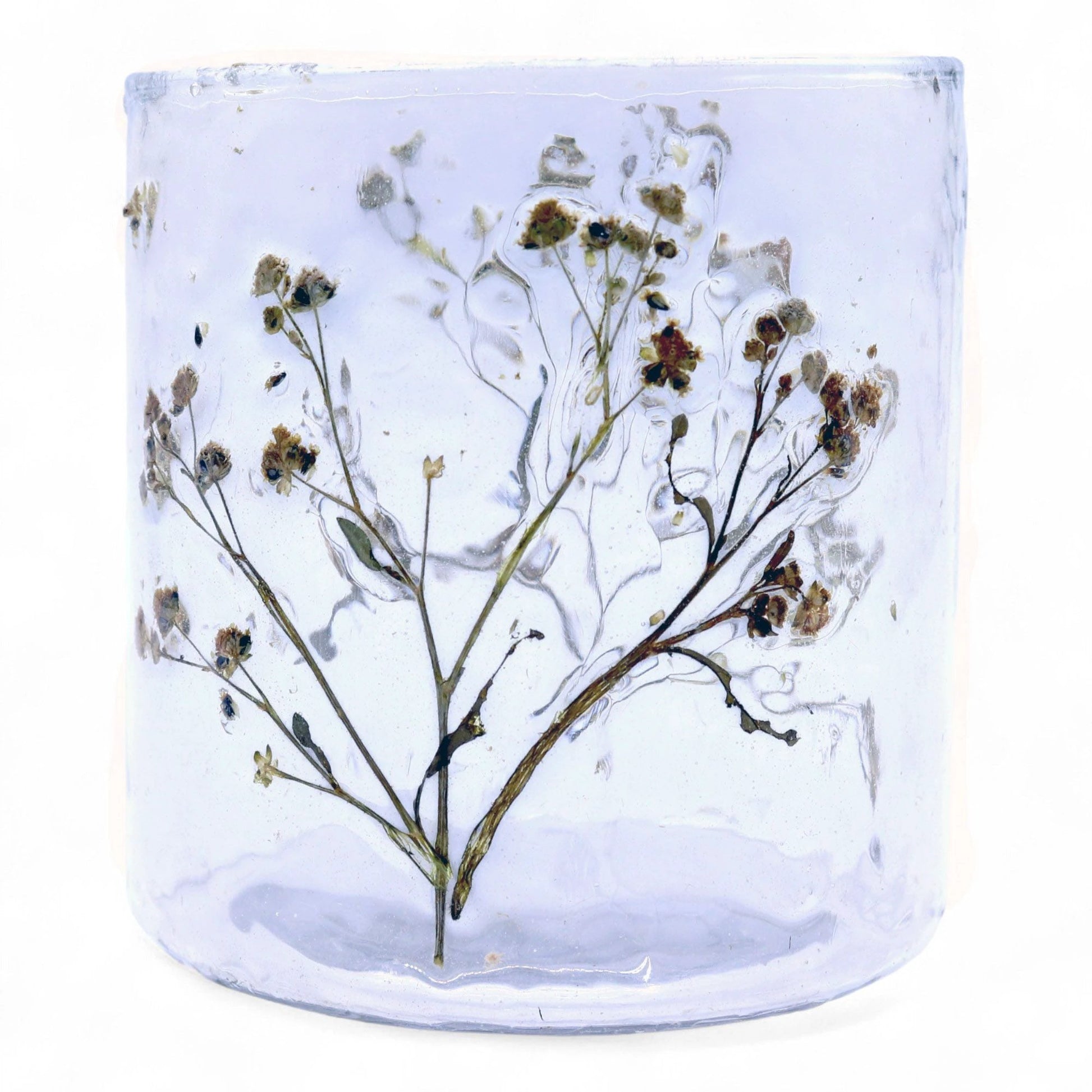 Natural Floral Glass - Straight Candle Holder - Margarita - (8x8cm) by AW Dropship UK