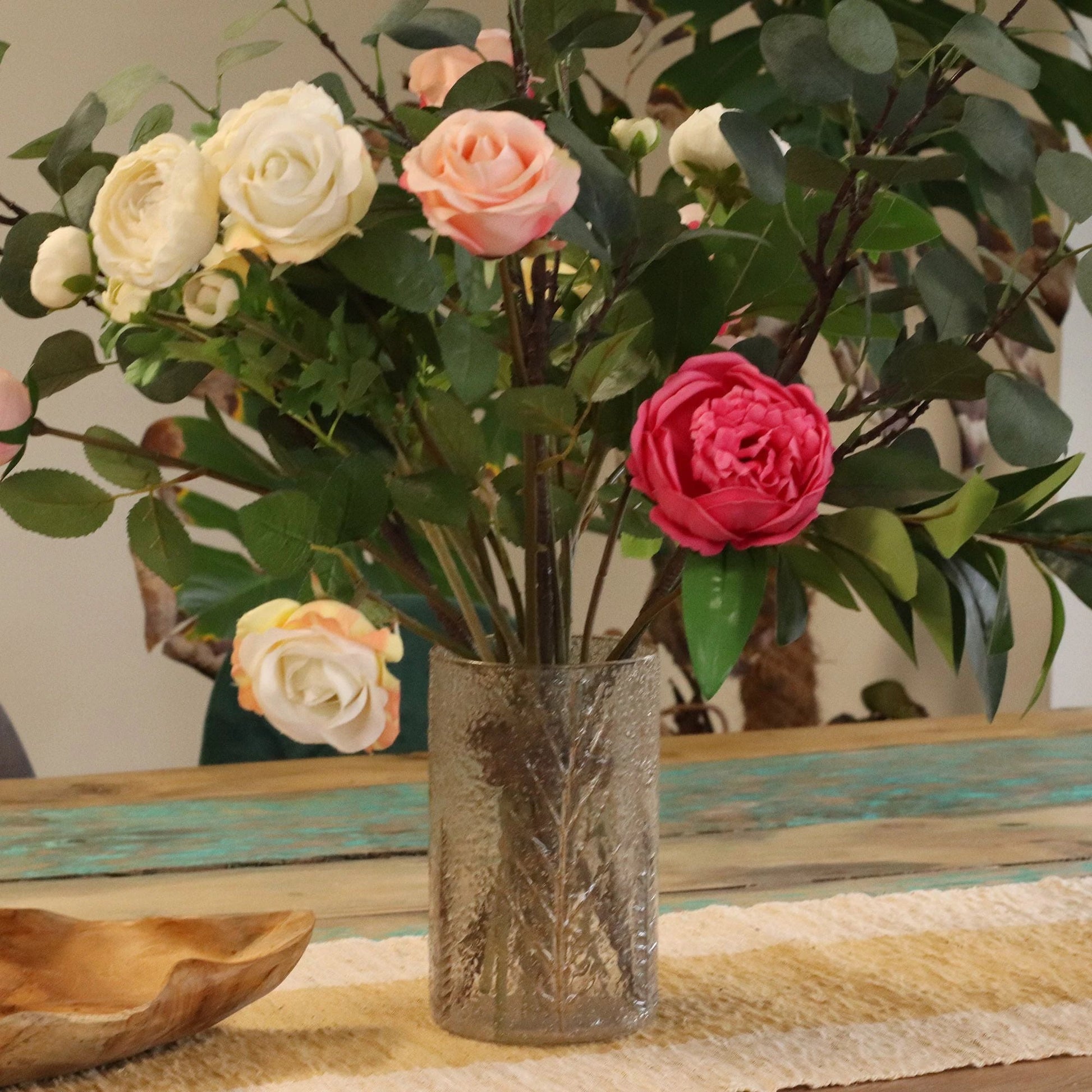 Natural Floral Glass - Tall Vase Candle Holder - Pino - (19x11cm) by AW Dropship UK