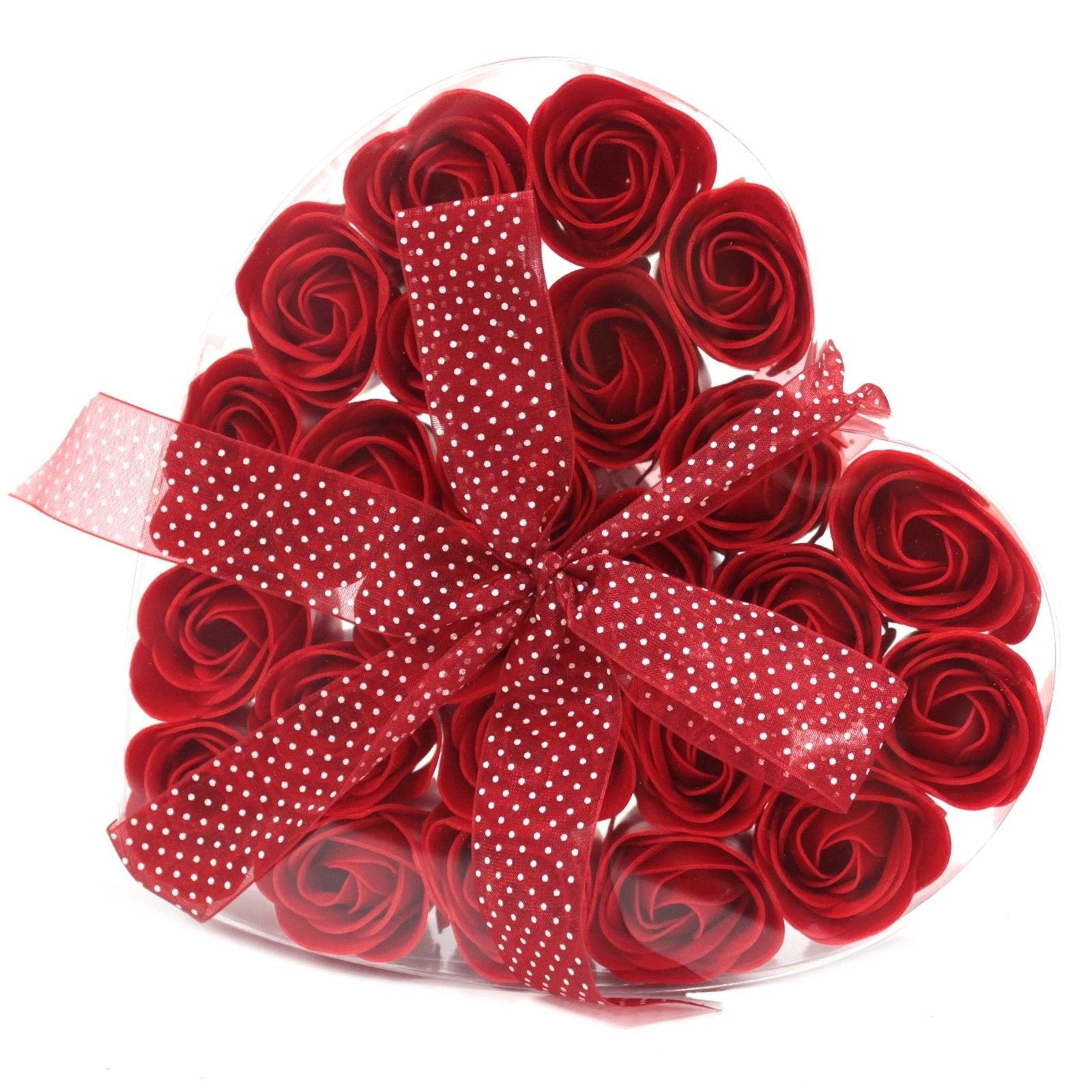Set of 24 Soap Flower Heart Box - Red Roses by AW Dropship UK