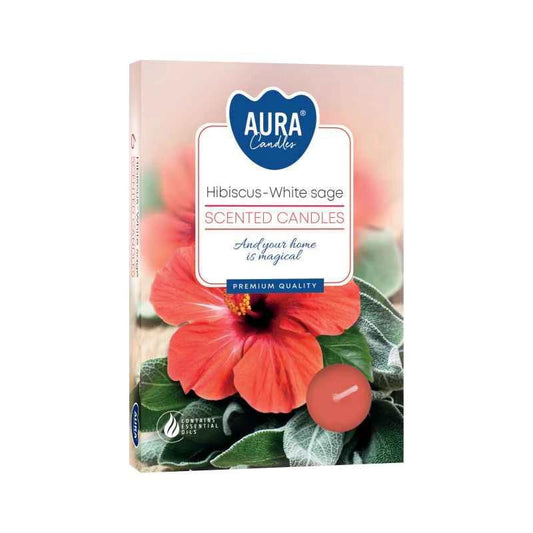 Set of 6 Scented Tealights – Hibiscus & White Sage