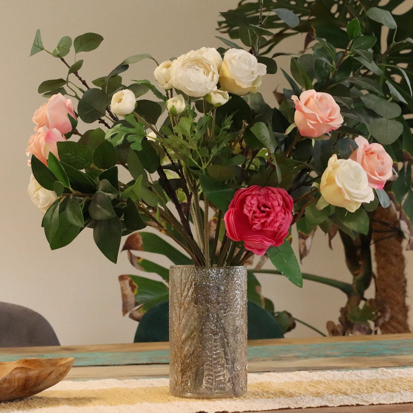 Natural Floral Glass - Tall Vase Candle Holder - Pino - (19x11cm) by AW Dropship UK