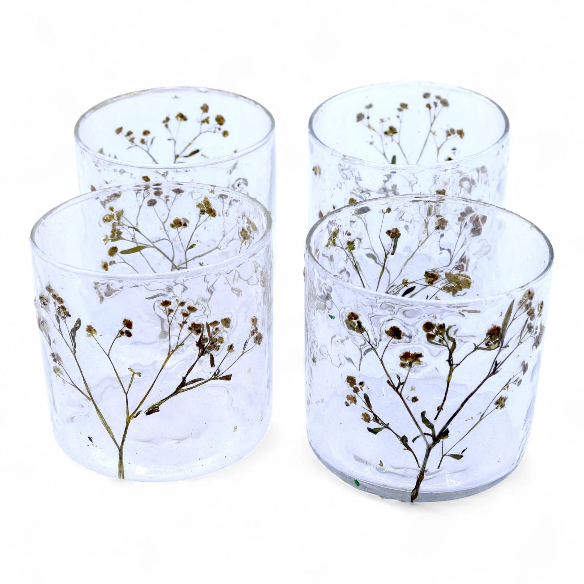 Natural Floral Glass - Straight Candle Holder - Margarita - (8x8cm) by AW Dropship UK