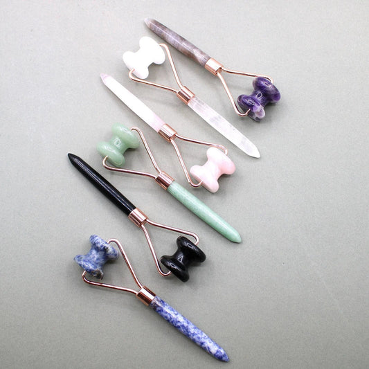 Gemstone Jawline Roller - Rose Quartz by AW Dropship UK
