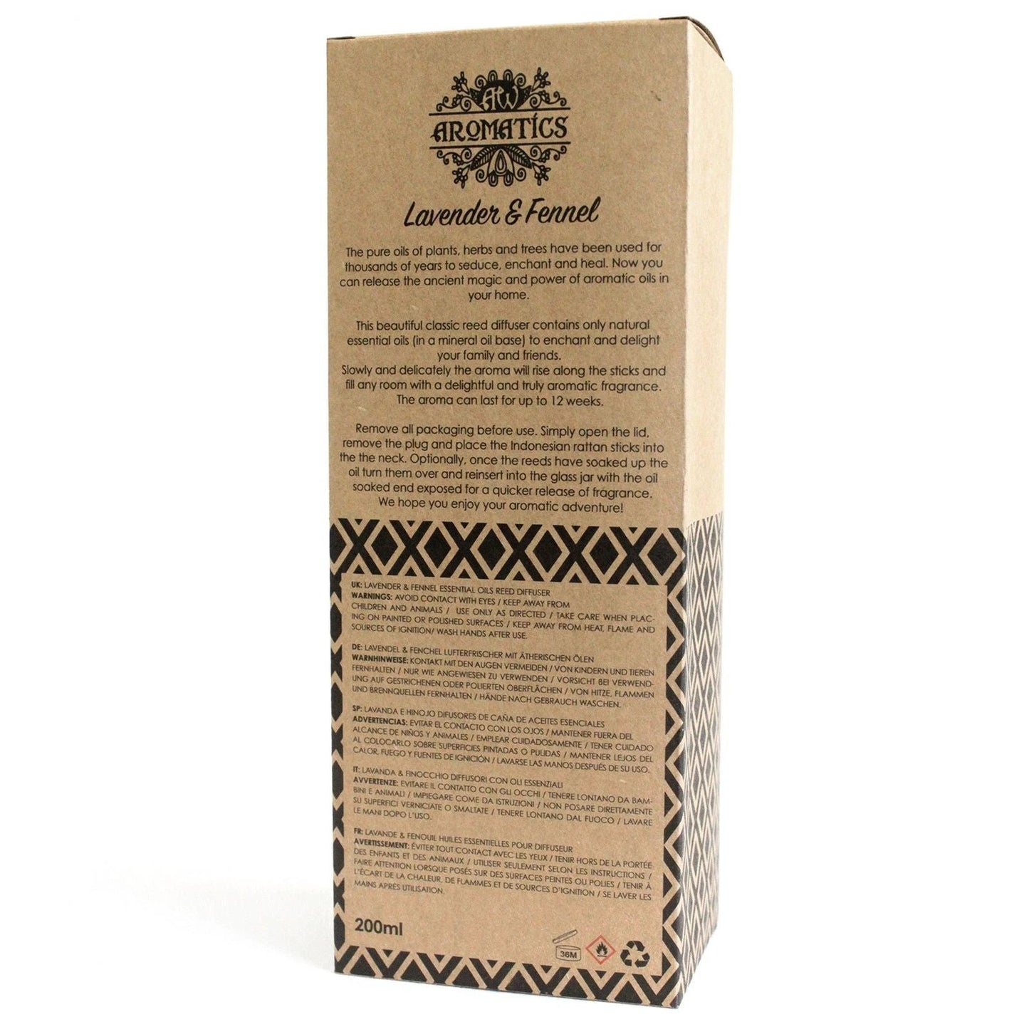 200ml Lavender & Fennel Essential Oil Reed Diffuser by AW Dropship UK