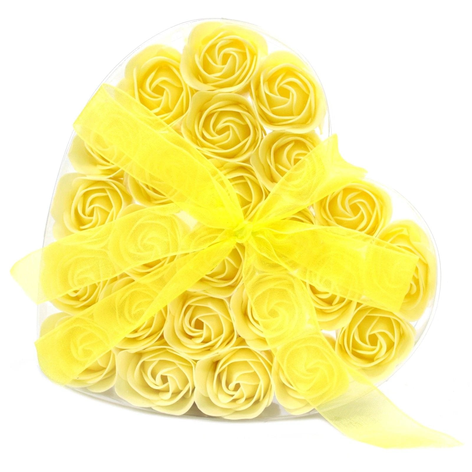 Set of 24 Soap Flower Heart Box - Yellow Roses by AW Dropship UK
