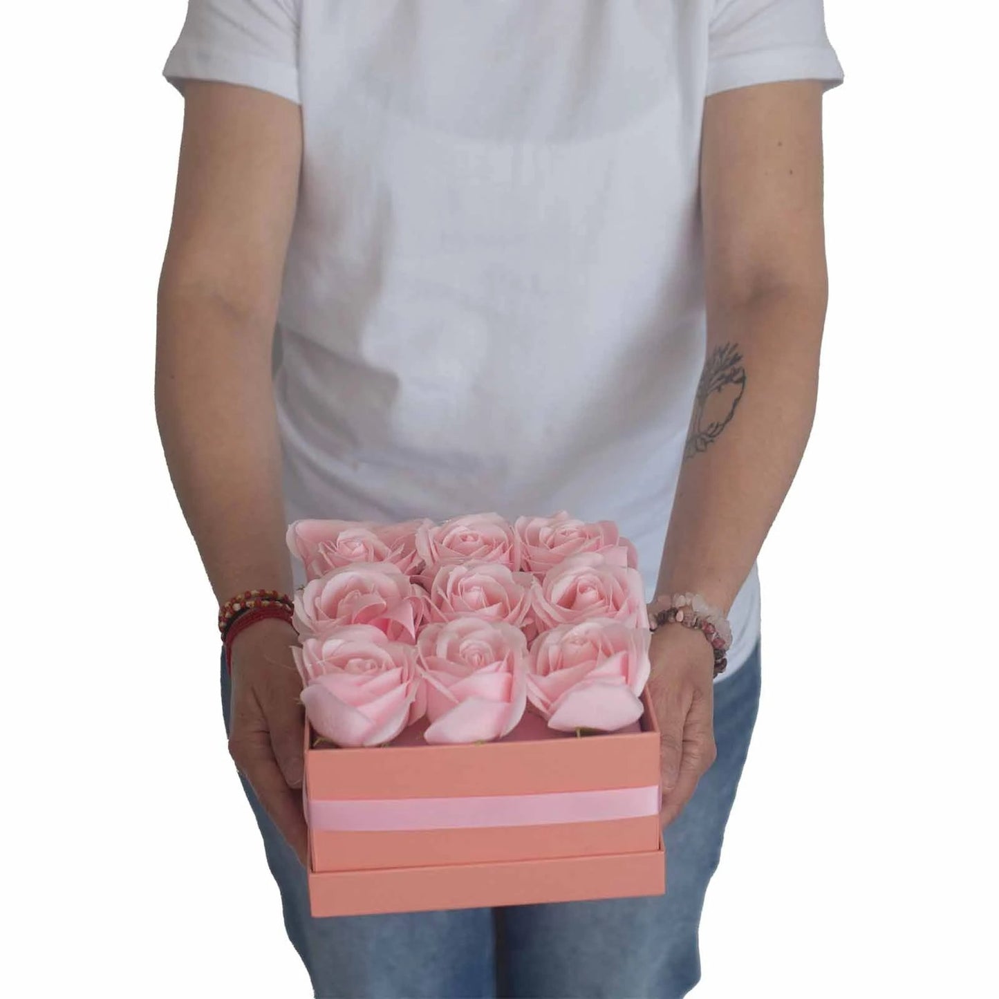 Soap Flower Gift Bouquet - 13 Pink Roses - Heart by AW Dropship UK