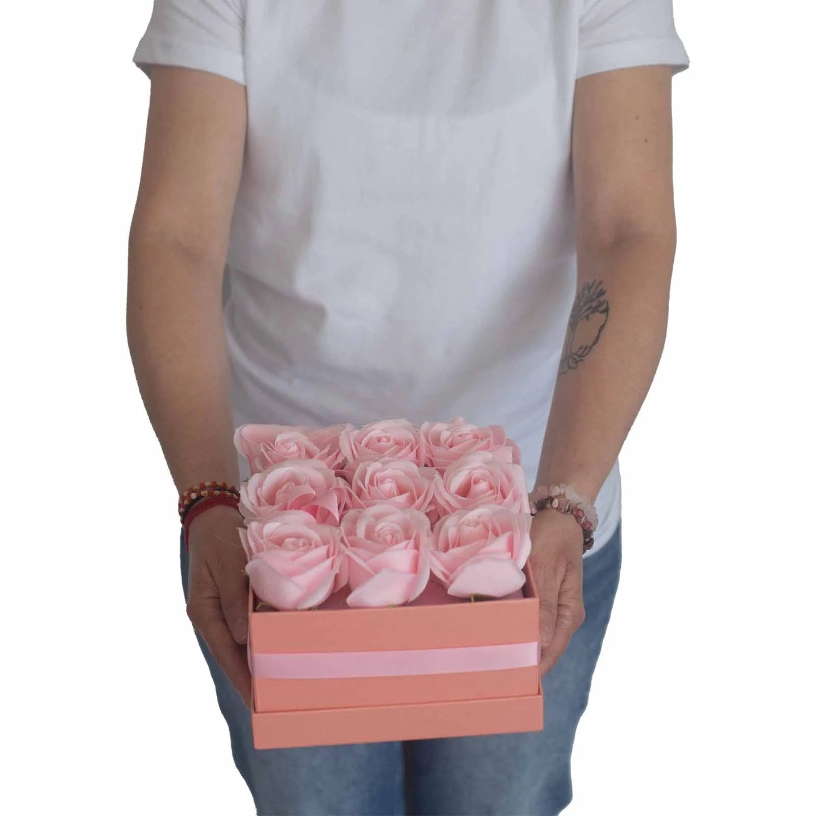 Soap Flower Gift Bouquet - 13 Pink Roses - Heart by AW Dropship UK