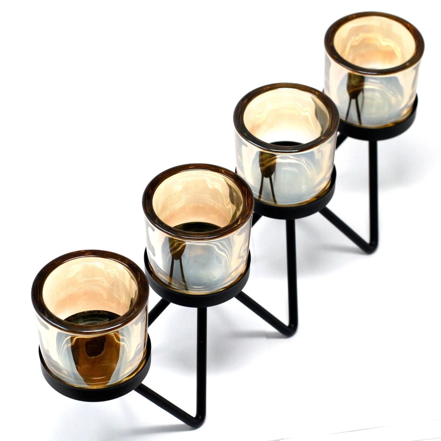 Centrepiece Iron Votive Candle Holder - 4 Cup Zig Zag by AW Dropship UK