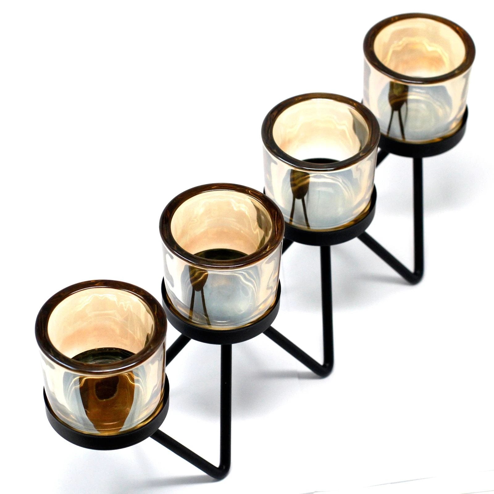 Centrepiece Iron Votive Candle Holder - 4 Cup Zig Zag by AW Dropship UK