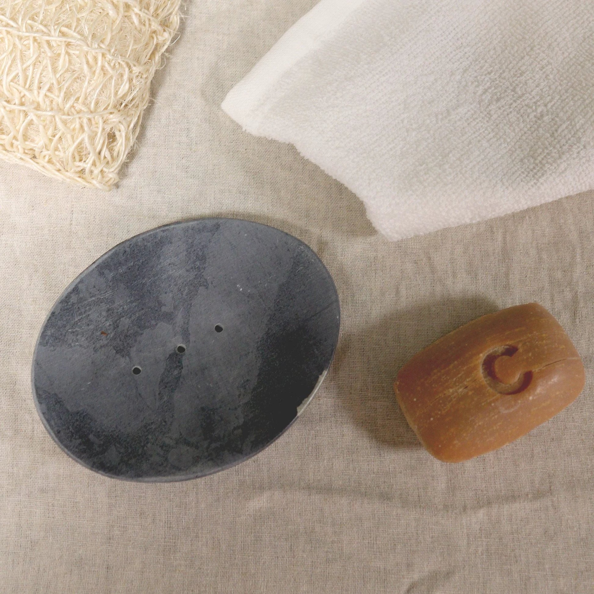 Grey Soapstone Soap Dish 10x12cm- Classic Oval by AW Dropship UK