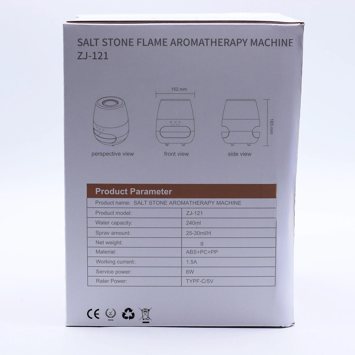 Salt Stone Flame Effect Aroma Diffuser - White USB - Colour Change and Timer by AW Dropship UK