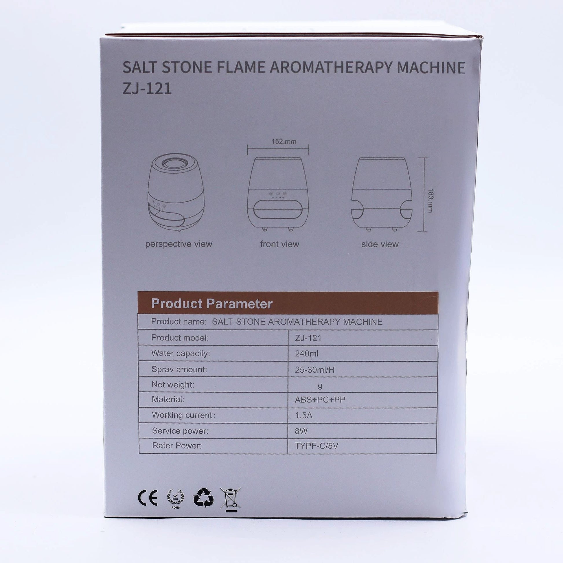 Salt Stone Flame Effect Aroma Diffuser - White USB - Colour Change and Timer by AW Dropship UK